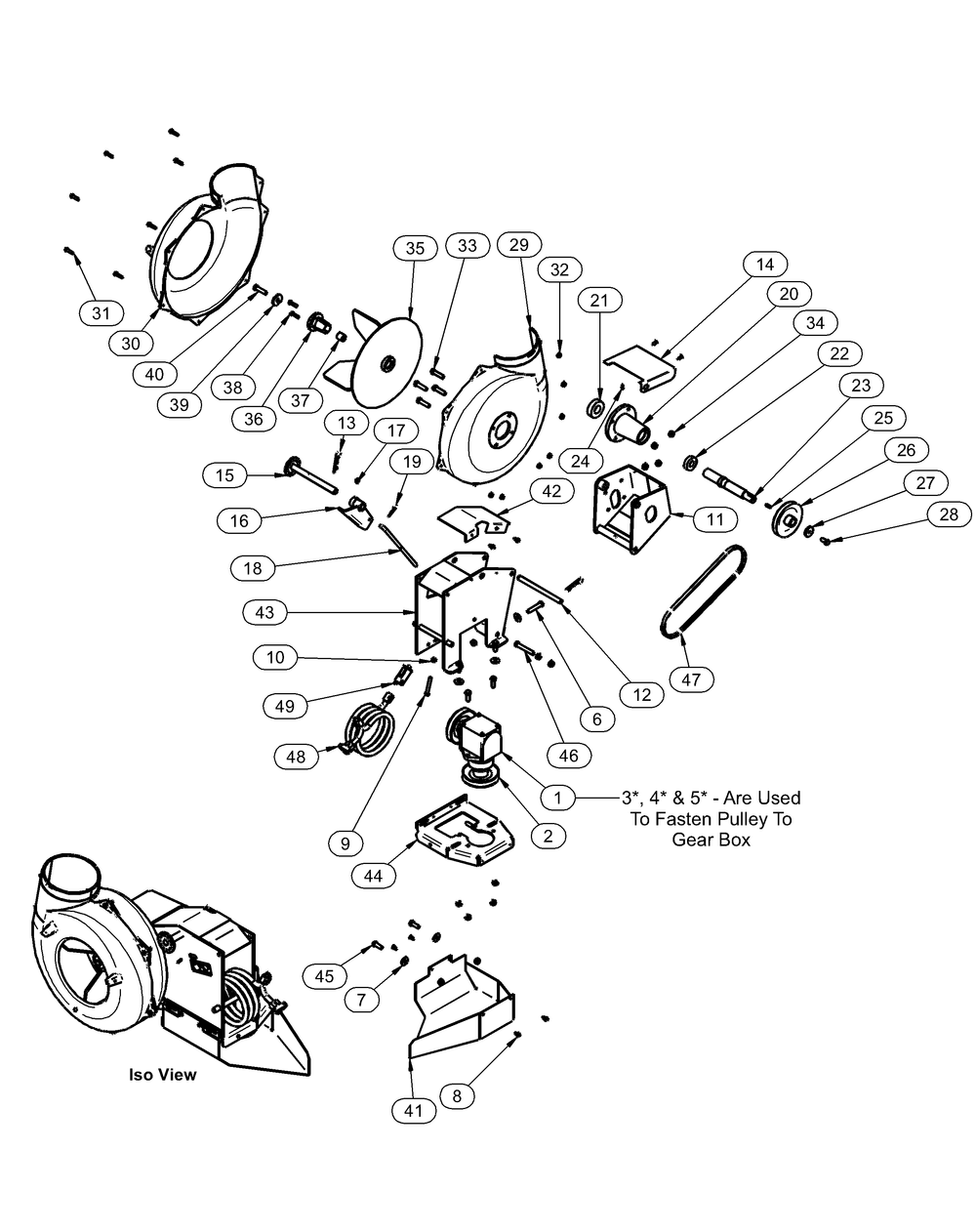 A1821 Pto Assembly Diagram and Parts List for 59A30044150  Cub Cadet Lawn Tractor